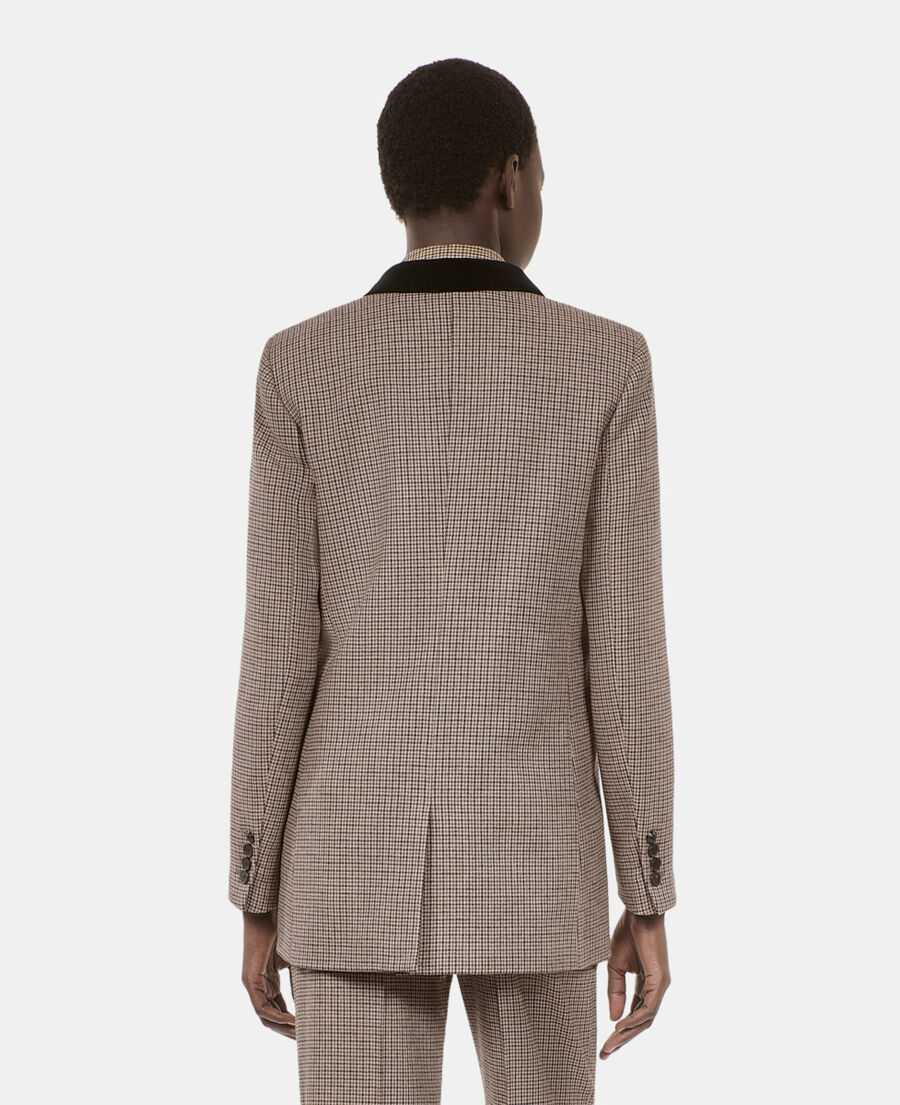 The Kooples WOMEN BEIGE-BROWN beige houndstooth suit jacket