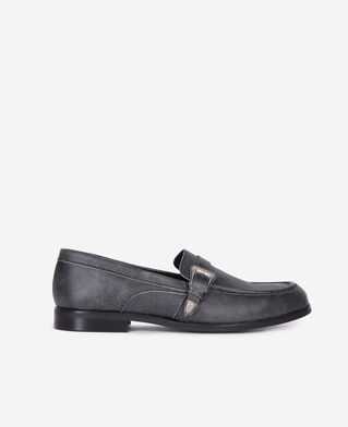 The Kooples MEN BLACK black leather loafers with western buckle