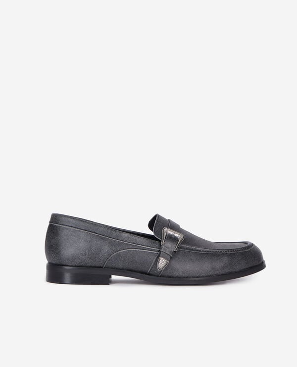 The Kooples MEN BLACK black leather loafers with western buckle