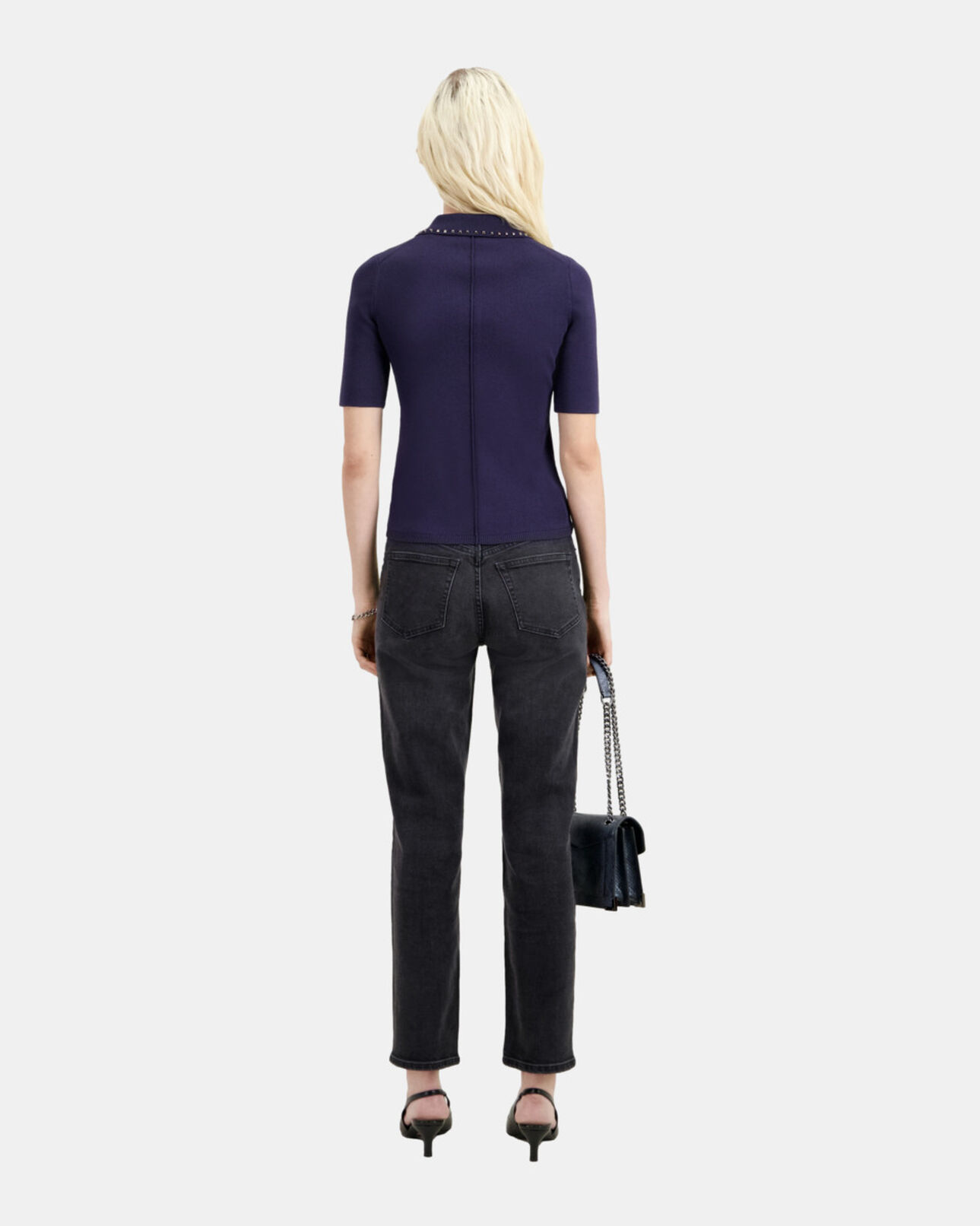 The Kooples FEMME NAVY polo en maille bleu marine