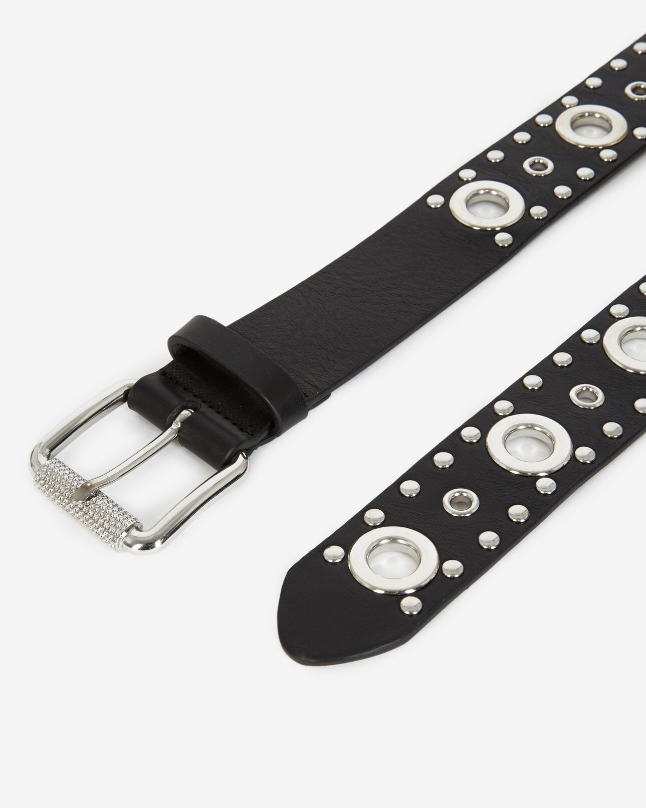 The Kooples FEMME BLACK ceinture cuir classique noire à œillets