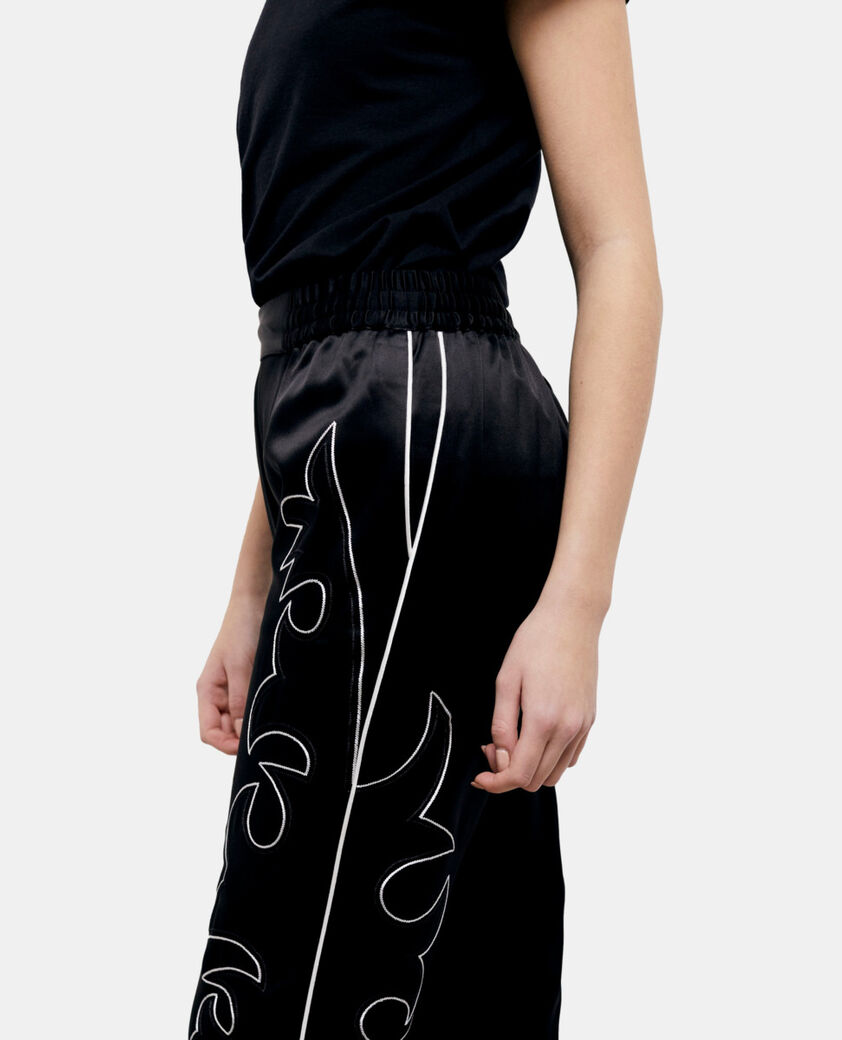 The Kooples WOMEN BLACK black pants with western-style embroidery
