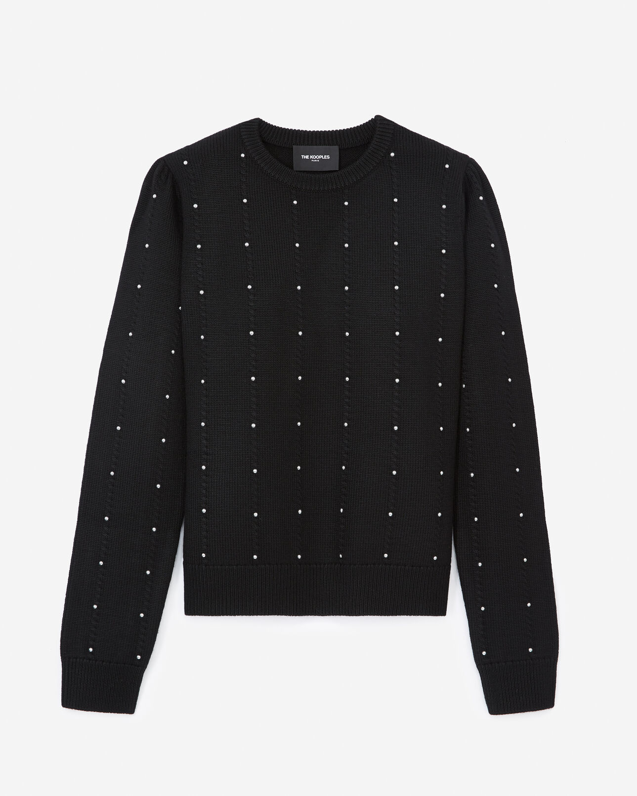 The Kooples WOMEN BLACK black sweater with gathering - stud detail