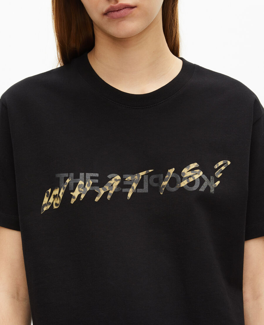 The Kooples DAMEN BLACK was ist ein schwarzes und leoparden-t-shirt