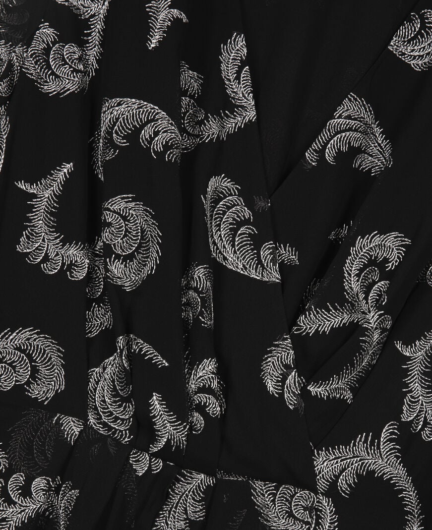 The Kooples FEMME BLACK / SILVER robe effet portefeuille courte noire