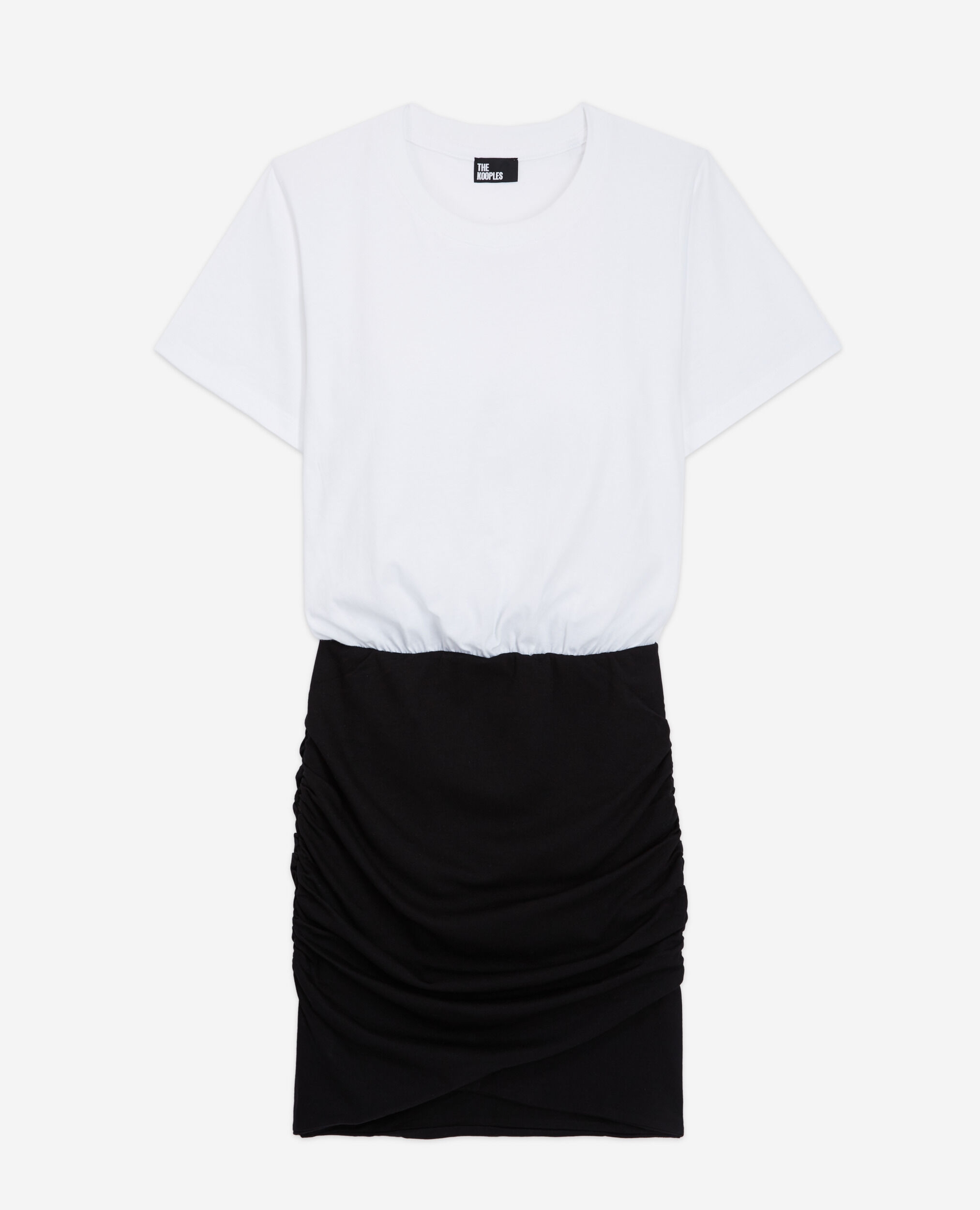 Vestido corto algodón bicolor, BLACK / WHITE, hi-res image number null