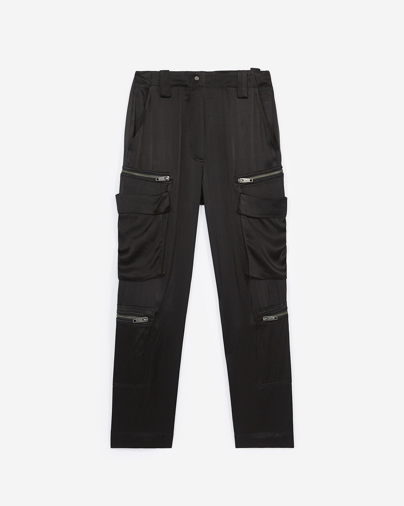 The Kooples WOMEN BLACK black slim-fit trousers with zipped pockets