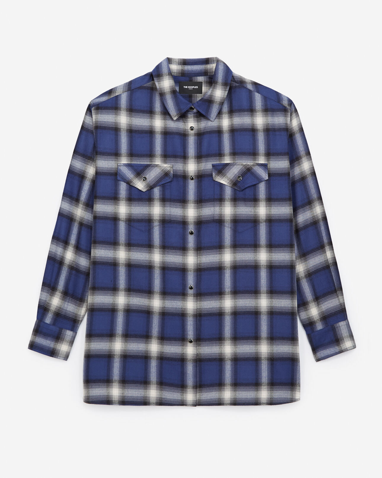 The Kooples WOMEN BLUE GREY blue and gray check loose-fitting shirt