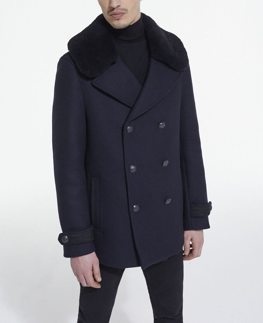 manteau en laine bleu marine