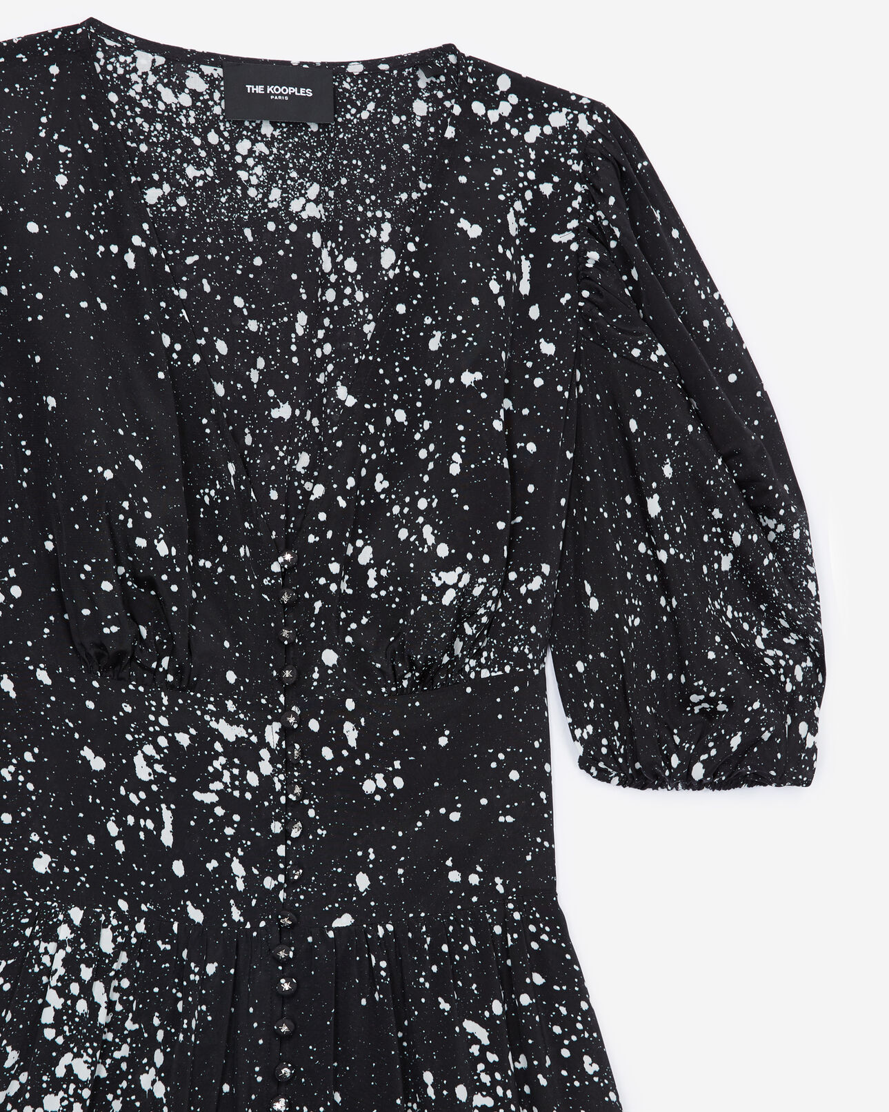 The Kooples DAMEN BLACK-ECRU kurzes kleid mit knöpfen