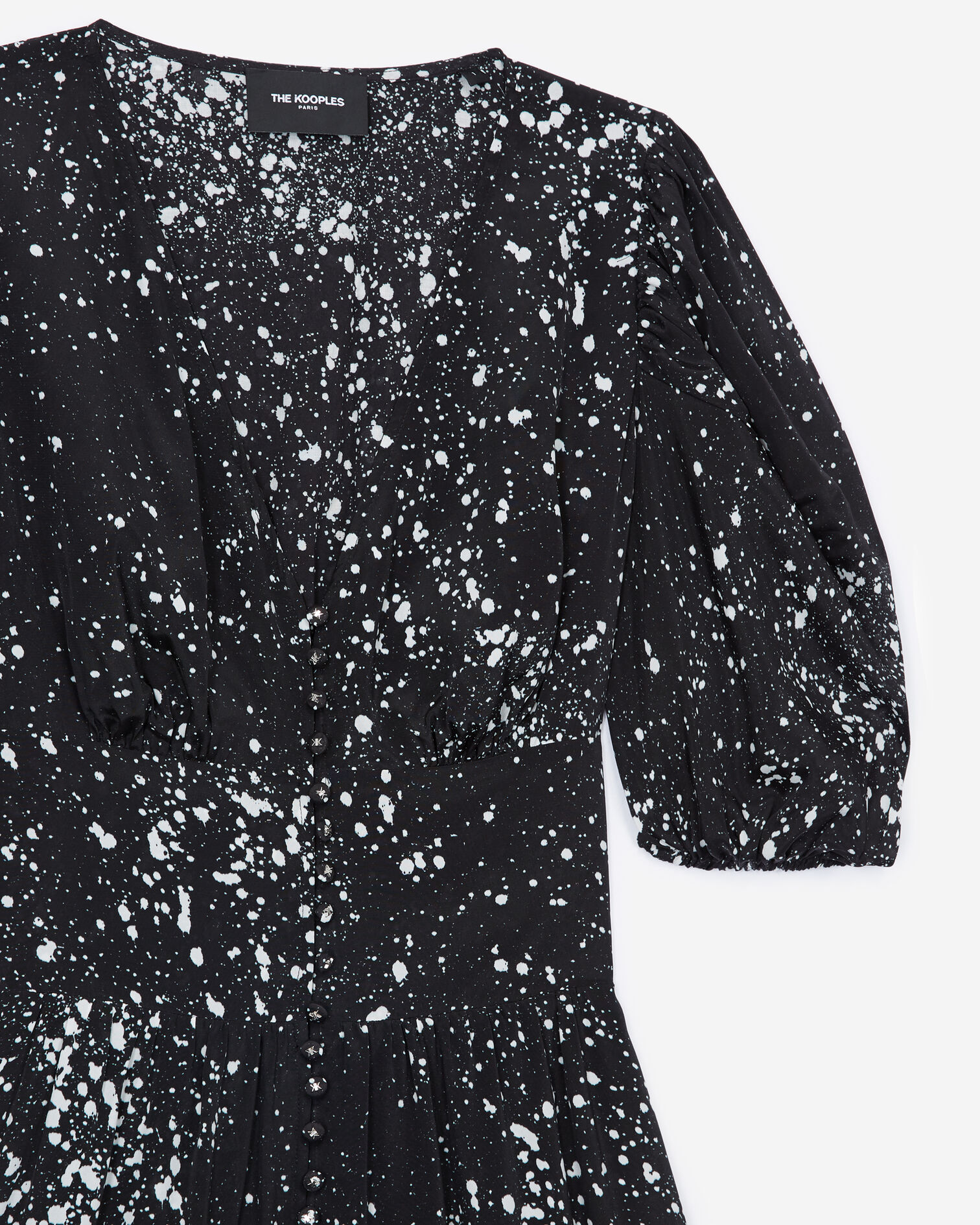 Kurzes Kleid mit Knöpfen, BLACK-ECRU, hi-res image number null