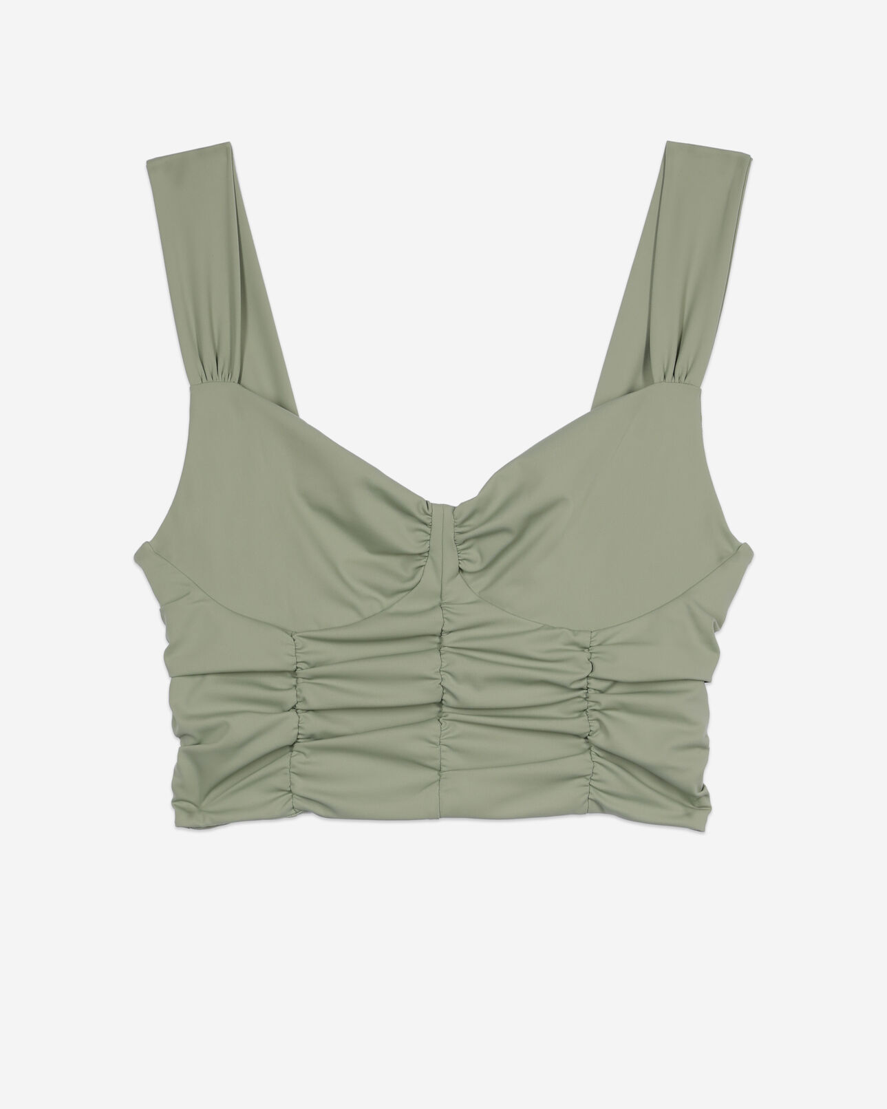 The Kooples WOMEN KAKI GREY short light green top with shirring