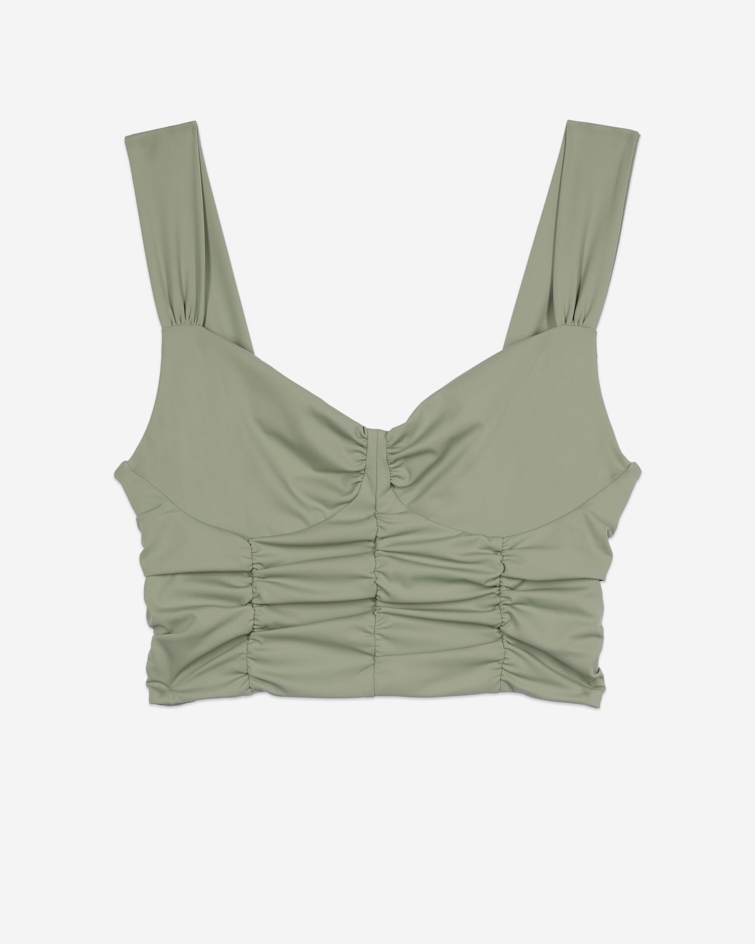 Short light green top with shirring, KAKI GREY, hi-res image number null