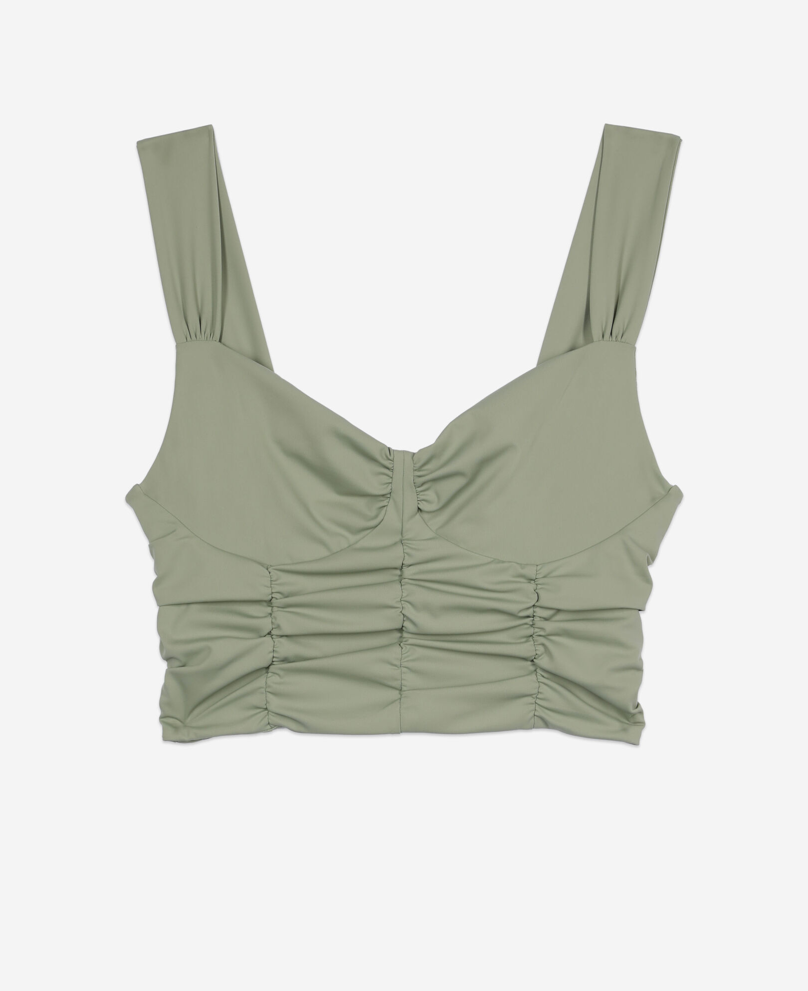 The Kooples WOMEN KAKI GREY short light green top with shirring