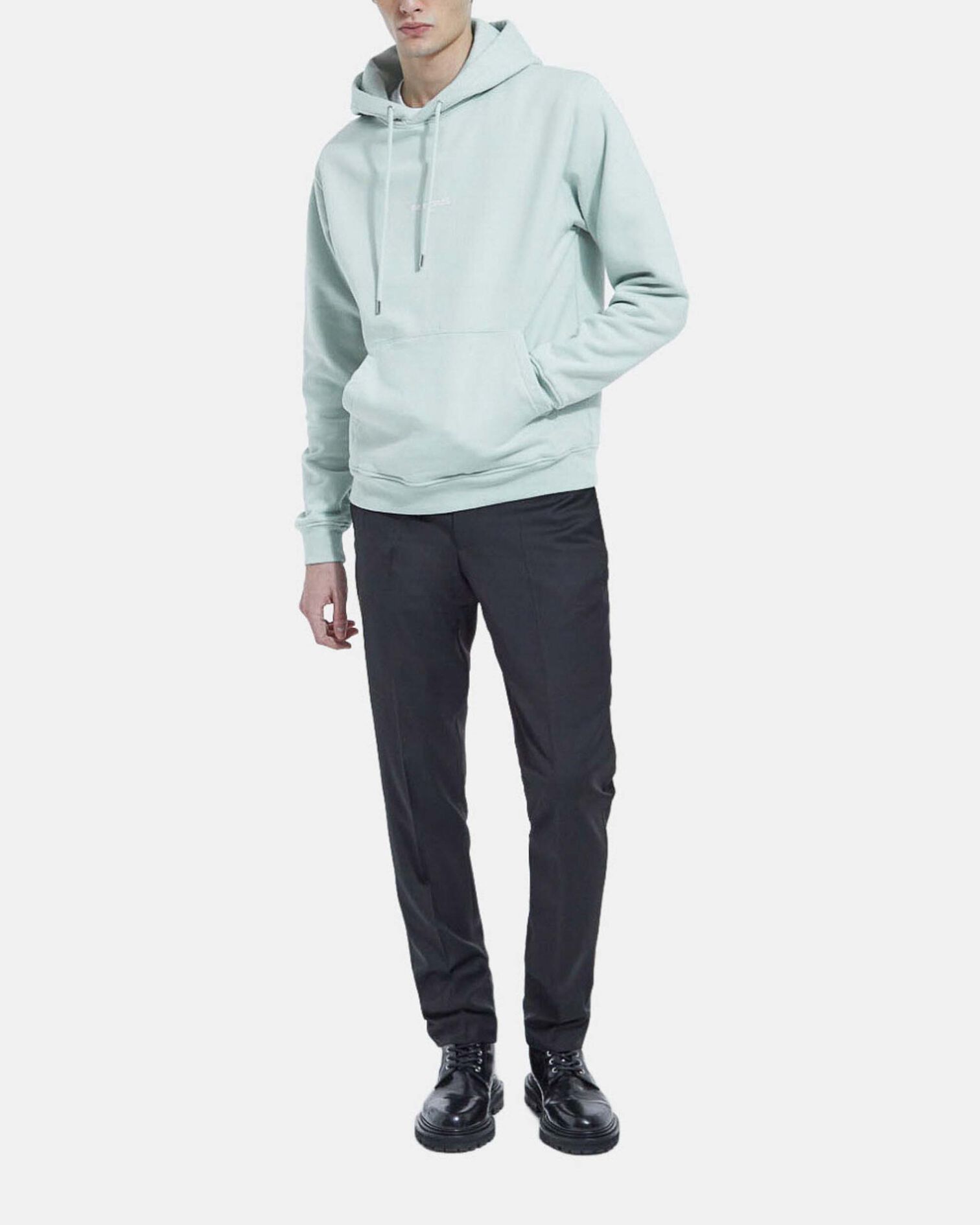 Sweat vert d'eau capuche logo poitrine, GRIS BLEU, hi-res image number null