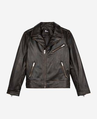 The Kooples HERREN BLACK USED LIGHT jacke im bikerstil aus schwarzem leder