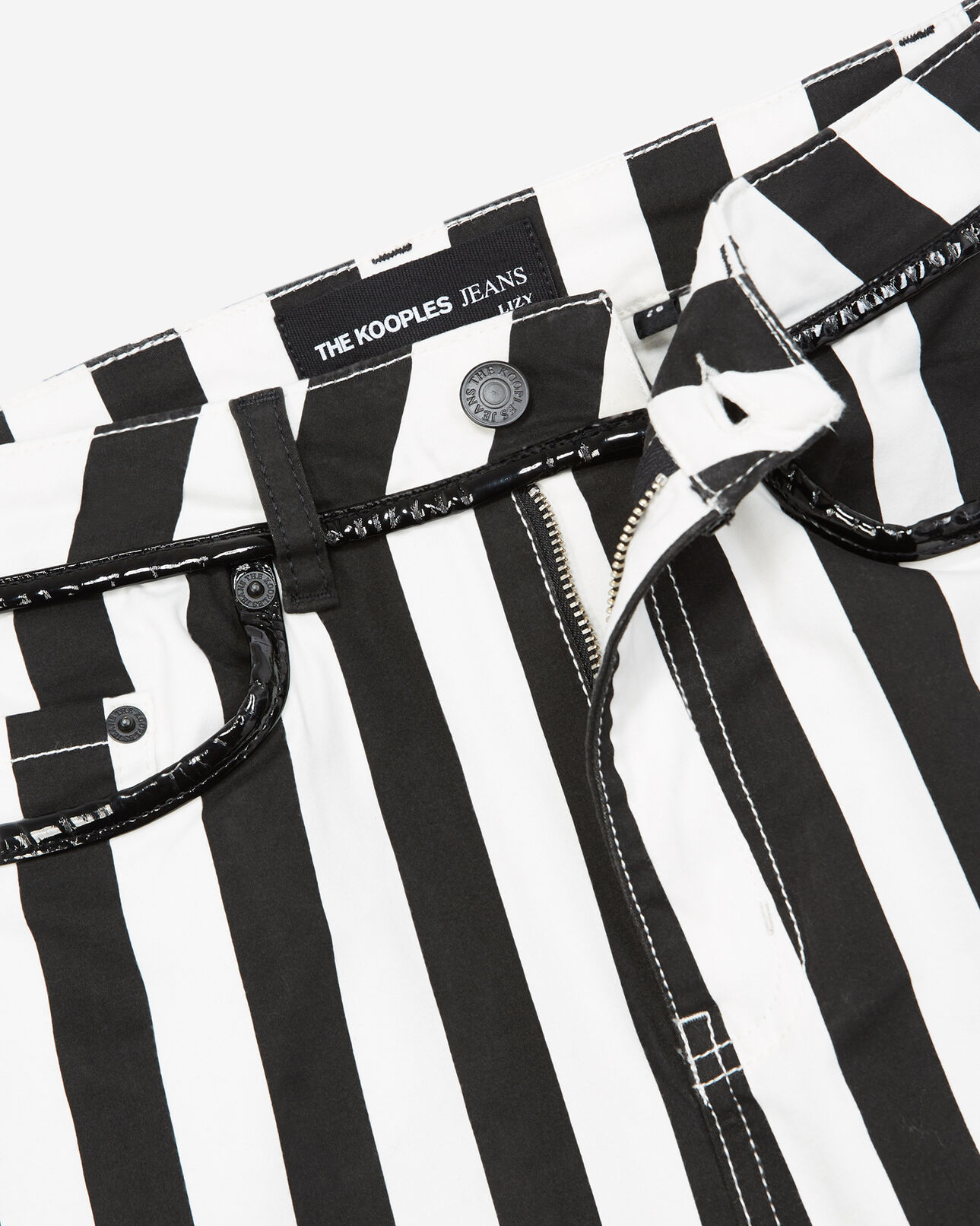 The Kooples WOMEN BLACK WHITE black and white striped slim-fit jeans