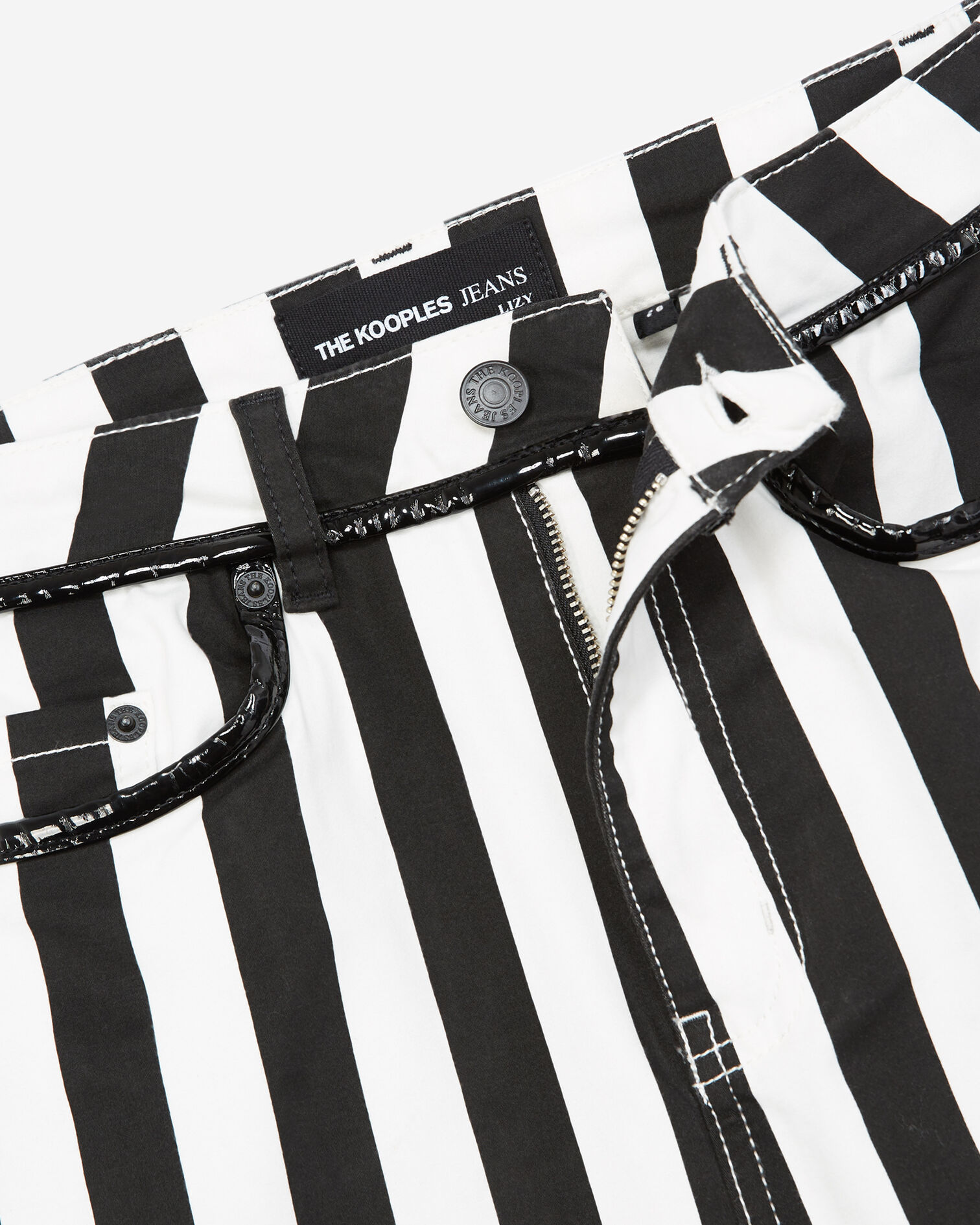 Black and white striped slim-fit jeans, BLACK WHITE, hi-res image number null