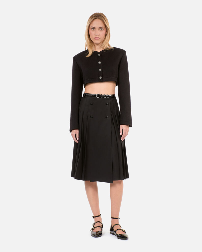 The Kooples DAMEN null langer, schwarzer faltenrock
