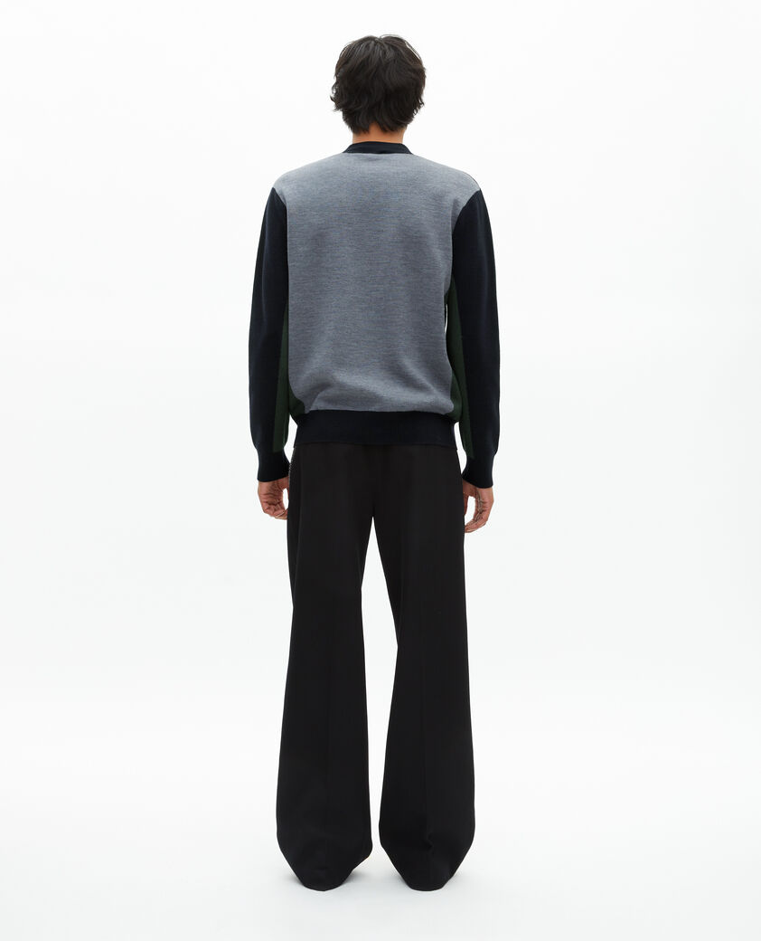 The Kooples H NAVY-GREEN navy double-sided wool cardigan