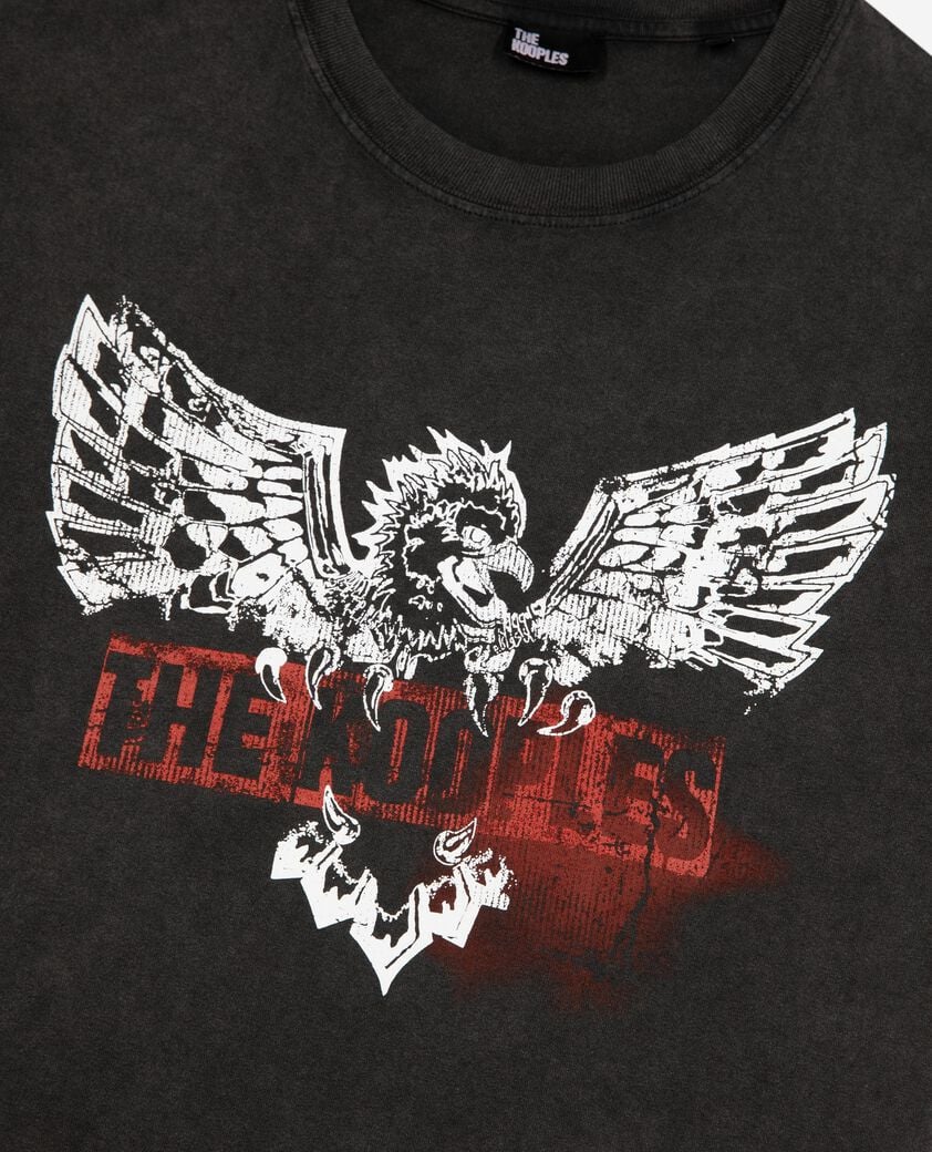 The Kooples WOMEN BLACK WASHED t-shirt with faded black screen print