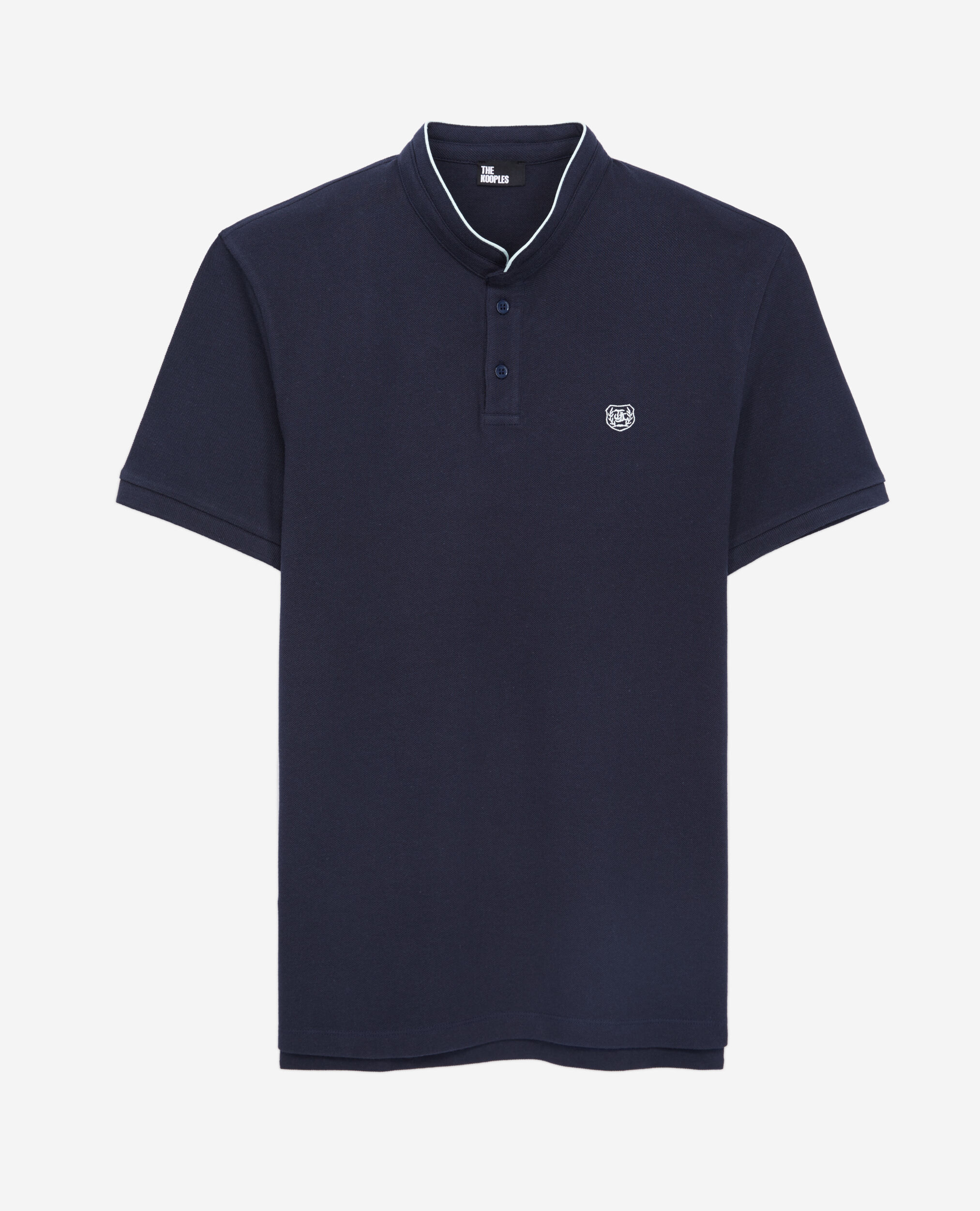 Navy blue cotton polo t-shirt, NAVY, hi-res image number null