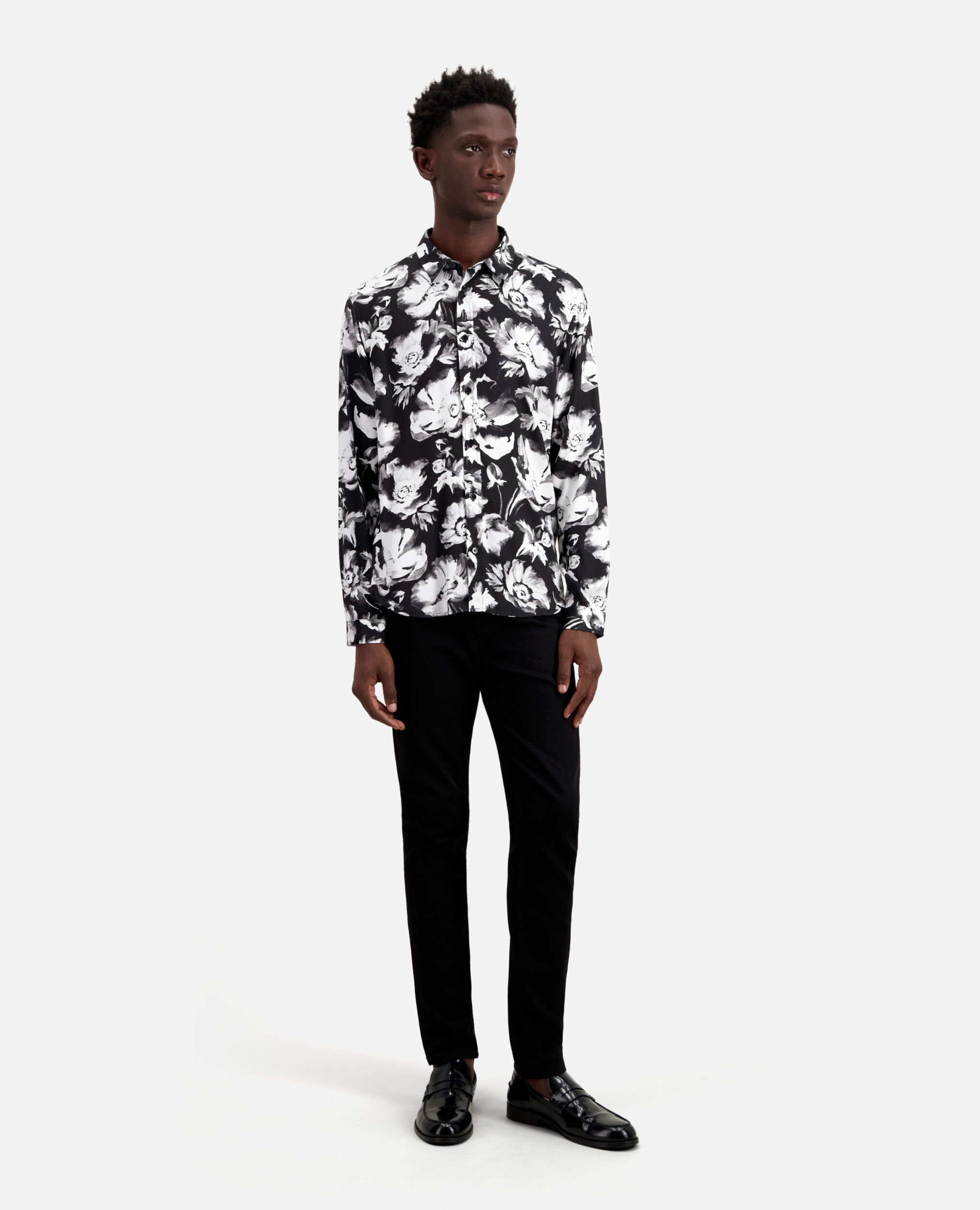 Printed shirt, BLACK WHITE, hi-res image number null