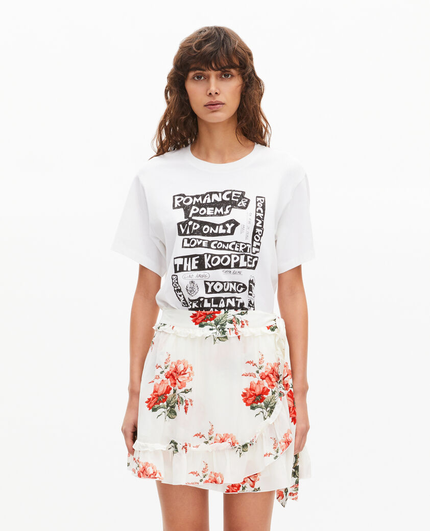 The Kooples DAMEN WHITE - RED kurzer wickelrock mit blumenmuster wei&szlig;