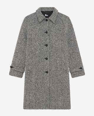 The Kooples DAMEN BLANC / BLEU langer mantel mit grafischem muster in schwarz und weiß