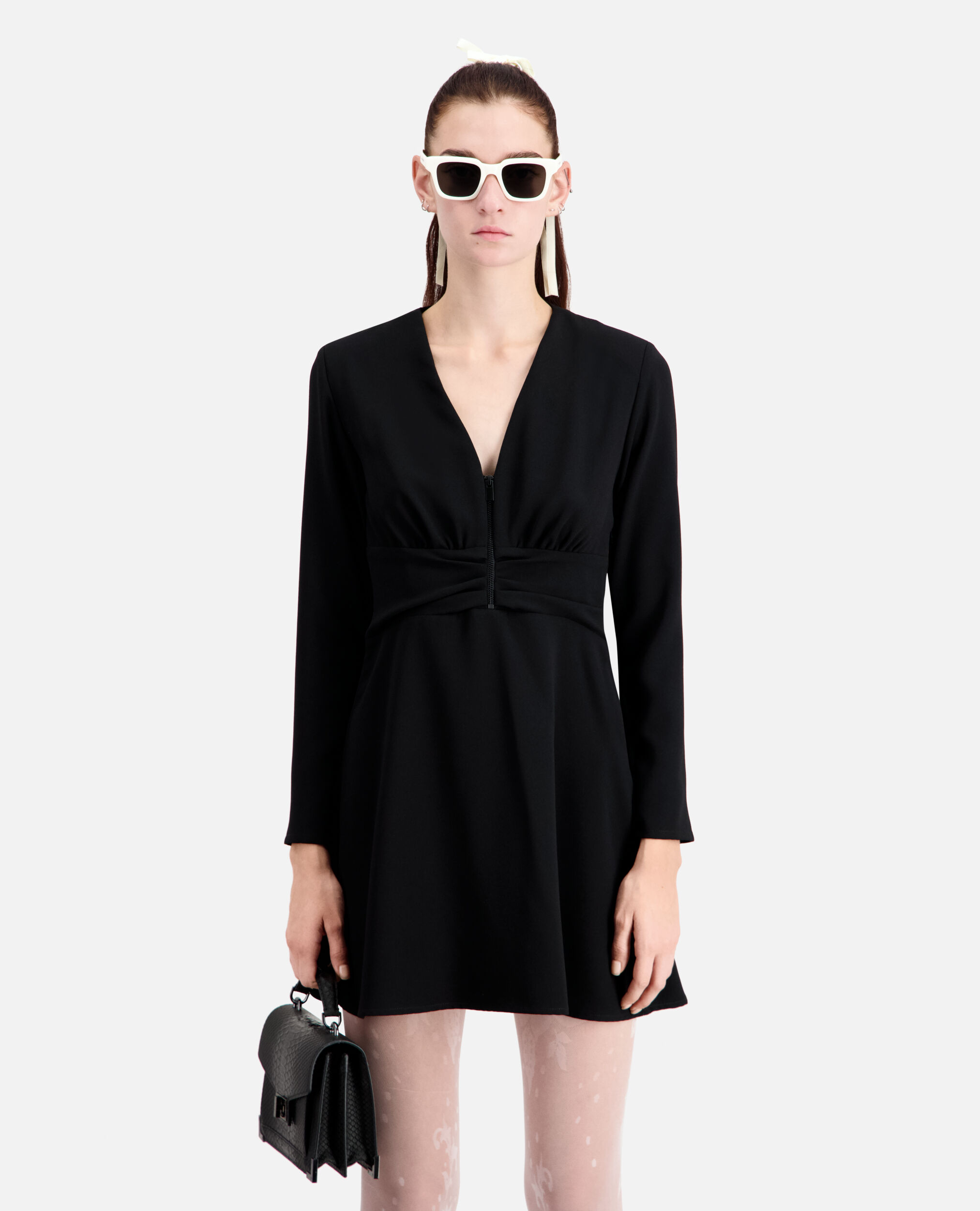 Short black crepe dress | The Kooples - US