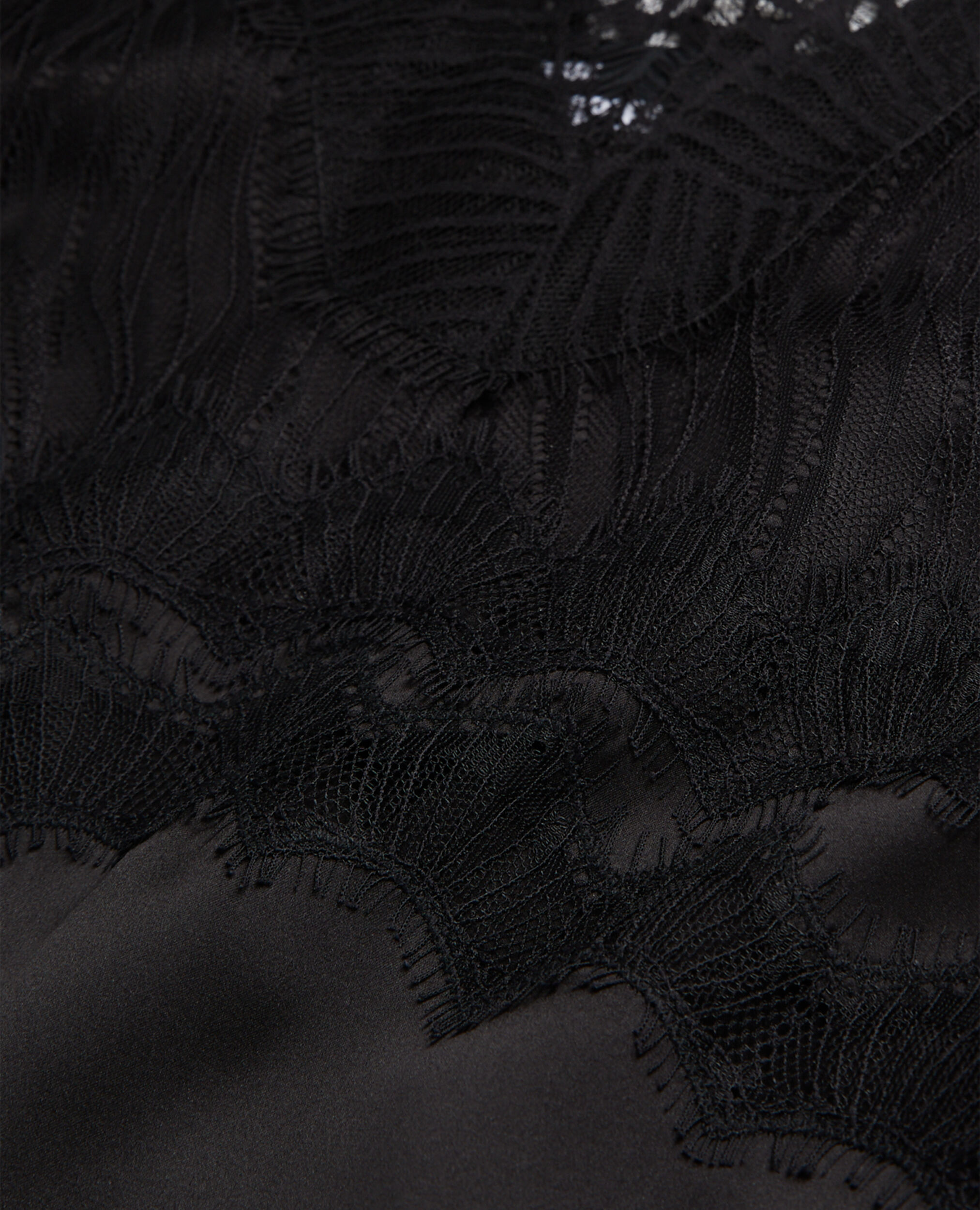 Long black silk slip dress with lace details The Kooples Ireland