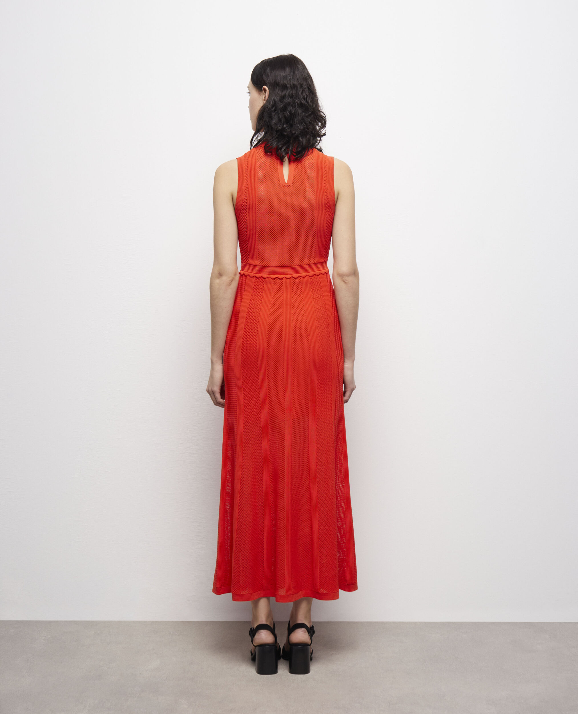Long orange knit dress, PUMPKIN, hi-res image number null