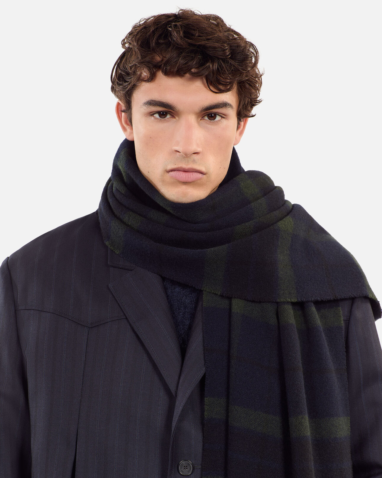 The Kooples MIXTE GREEN NAVY écharpe en laine à carreaux