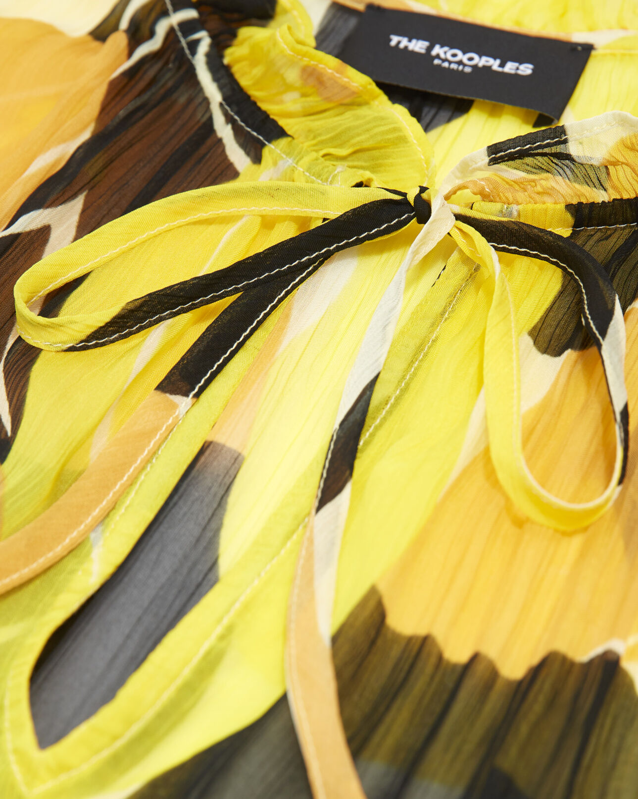 The Kooples DAMEN YELLOW fließendes bedrucktes gelbes top mit volants