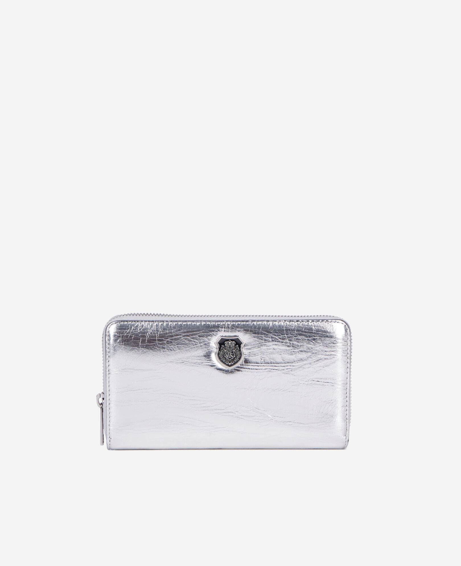 The Kooples FEMME SILVER portefeuille blason en cuir argenté