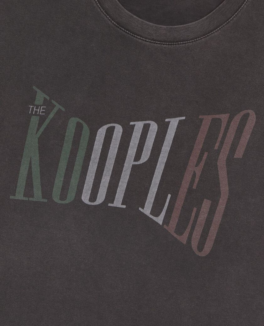 The Kooples HOMME BLACK WASHED t-shirt avec s&eacute;rigraphie d&eacute;lav&eacute;e the kooples noir