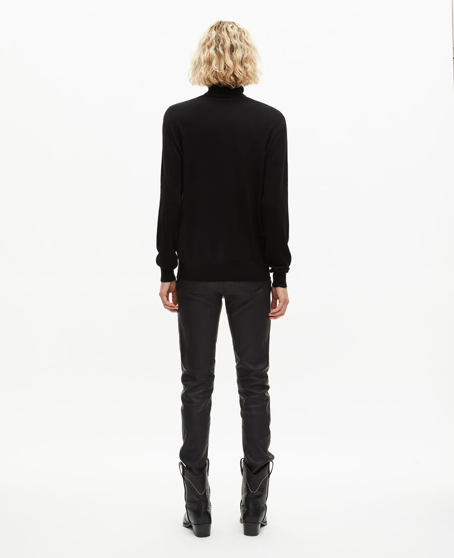 The Kooples HOMME BLACK pull col roulé en laine mérinos noir