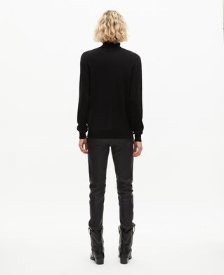 The Kooples HOMME BLACK pull col roulé en laine mérinos noir