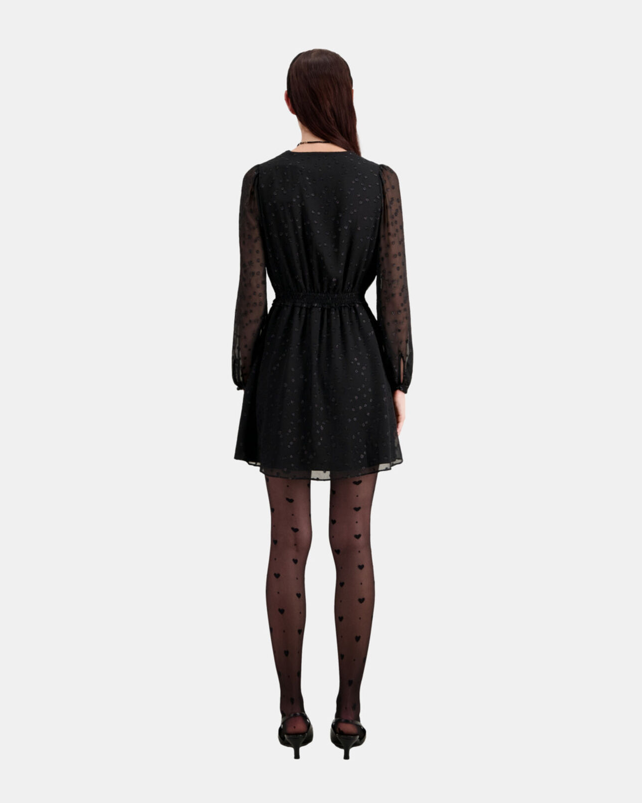 The Kooples FEMME BLACK robe courte noire à pois en lurex