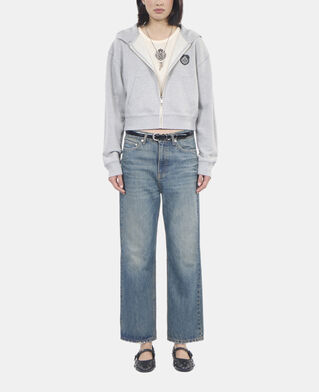 The Kooples WOMEN LIGHT GREY MELANGE grey blazon hoodie