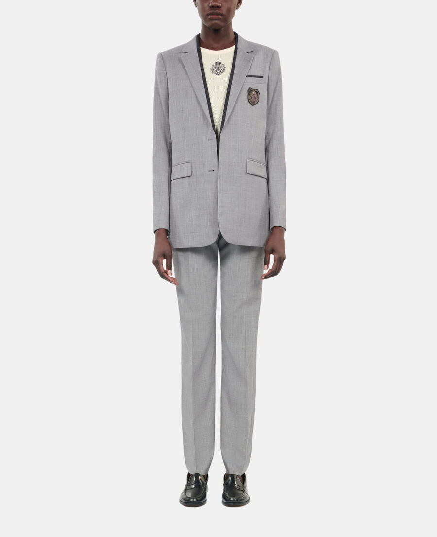The Kooples F BEIGE MELANGE taupe wool suit jacket