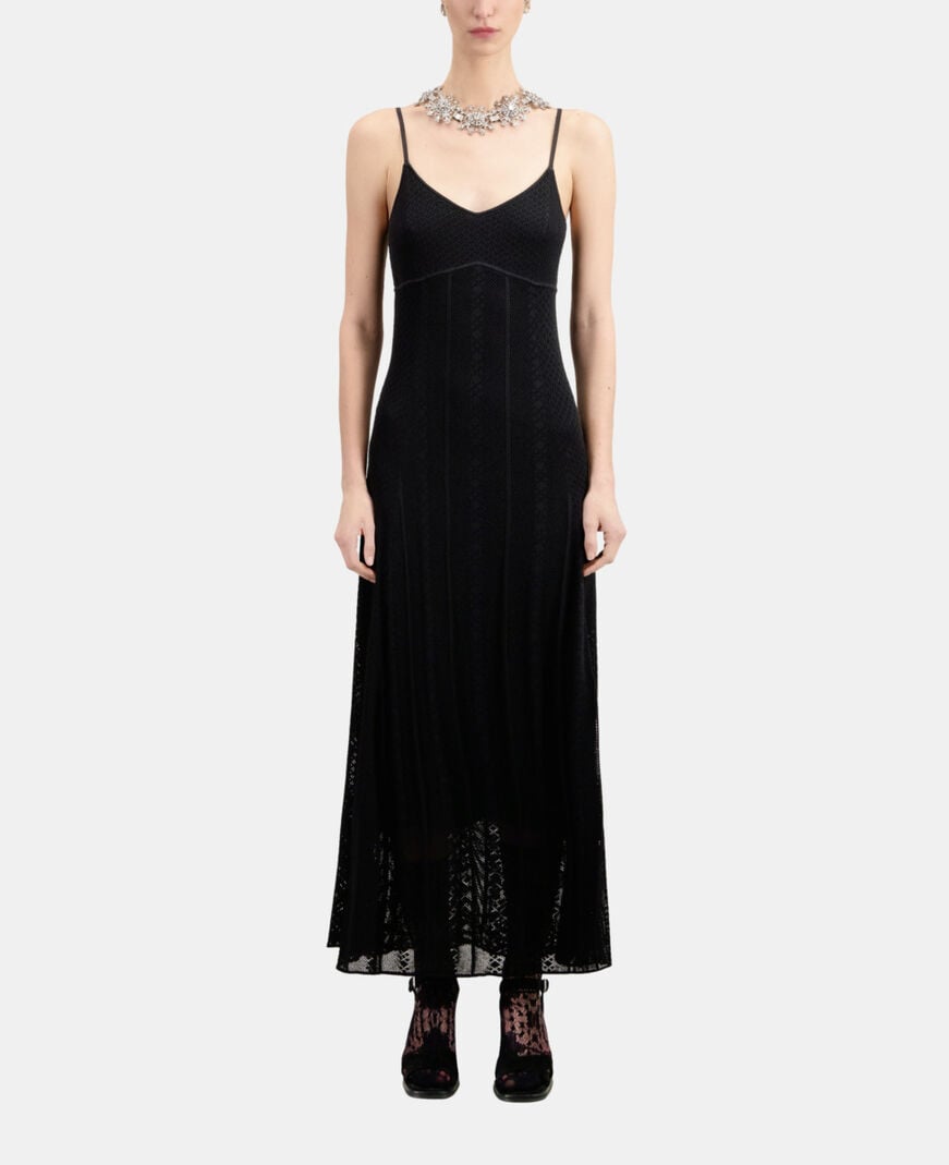 The Kooples F BLACK long black openwork knit dress