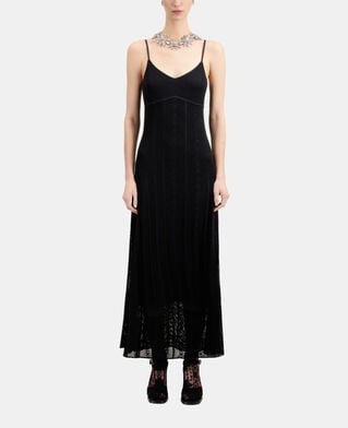 The Kooples F BLACK long black openwork knit dress