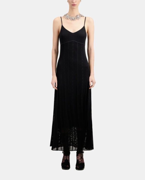 The Kooples F BLACK long black openwork knit dress