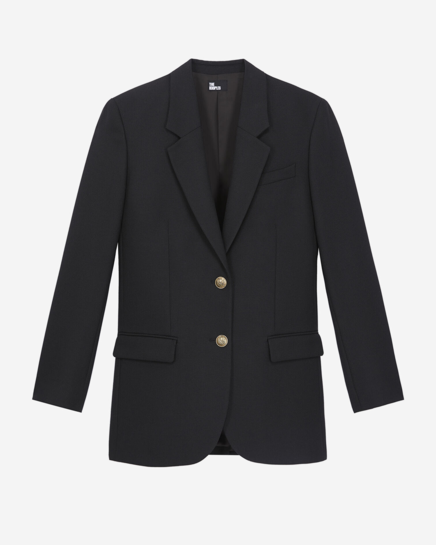 Black wool blend blazer, BLACK, hi-res image number null