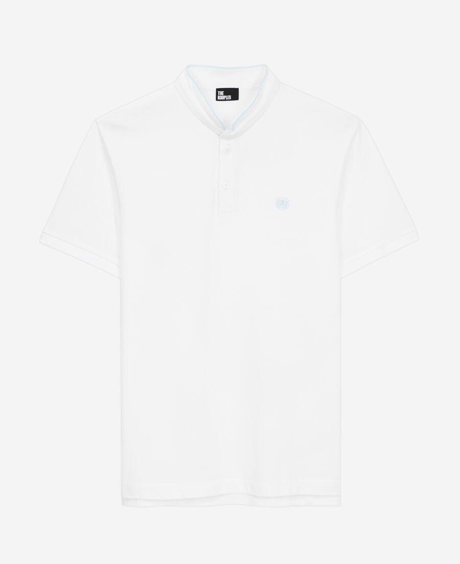 The Kooples H WHITE / DUCK BLUE white cotton polo t-shirt