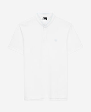 The Kooples H WHITE / DUCK BLUE white cotton polo t-shirt