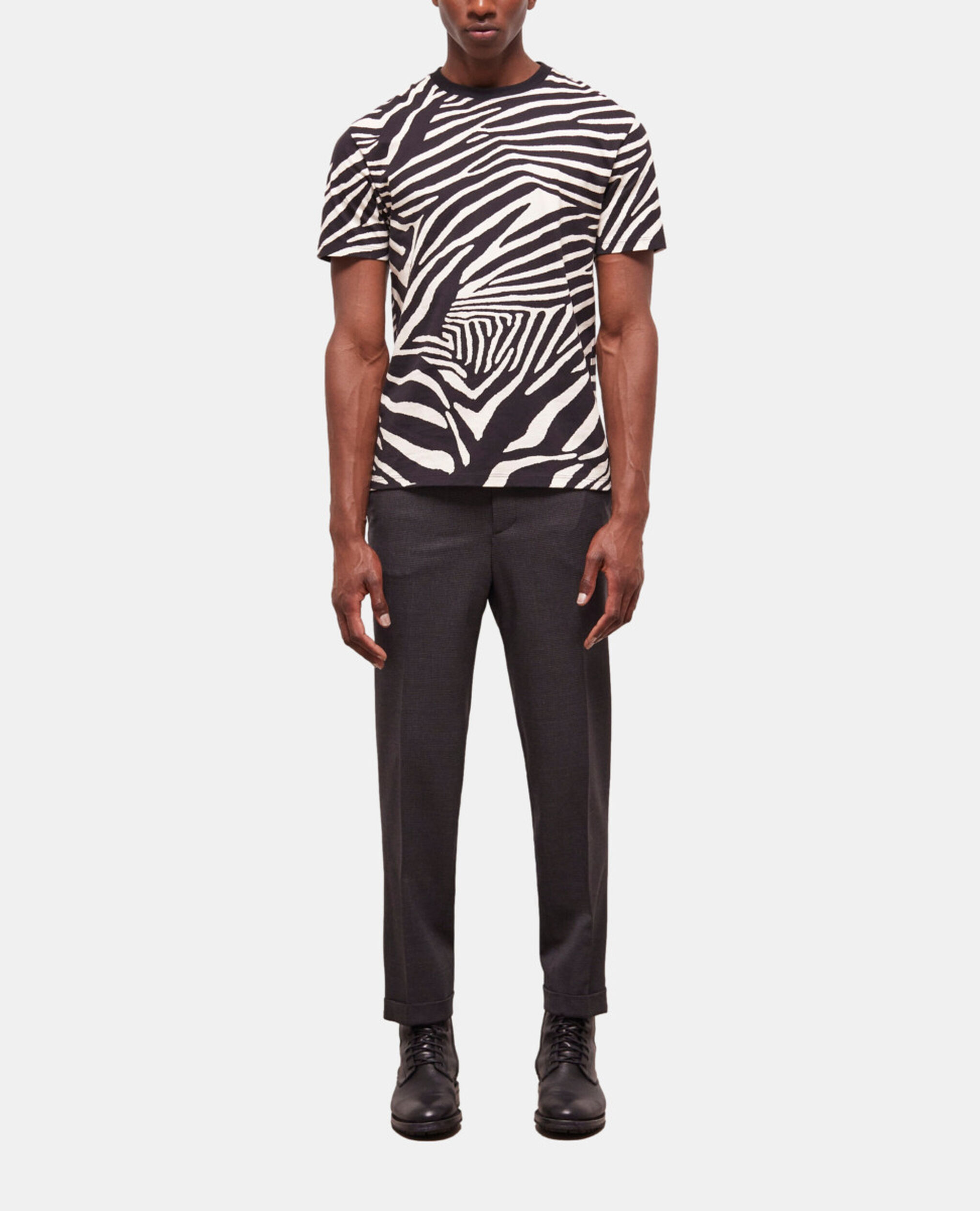 Men's zebra print t-shirt, BLACK / WHITE, hi-res image number null