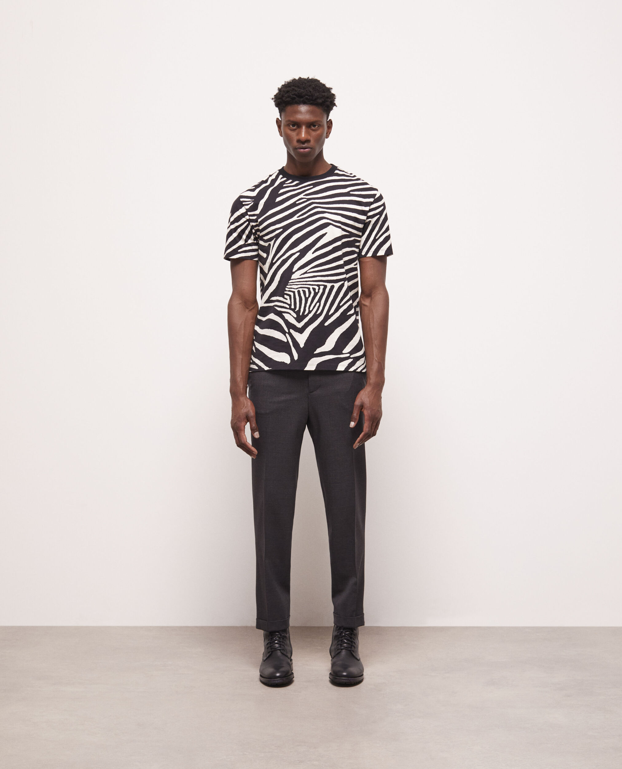 Zebra print T-shirt, BLACK / WHITE, hi-res image number null