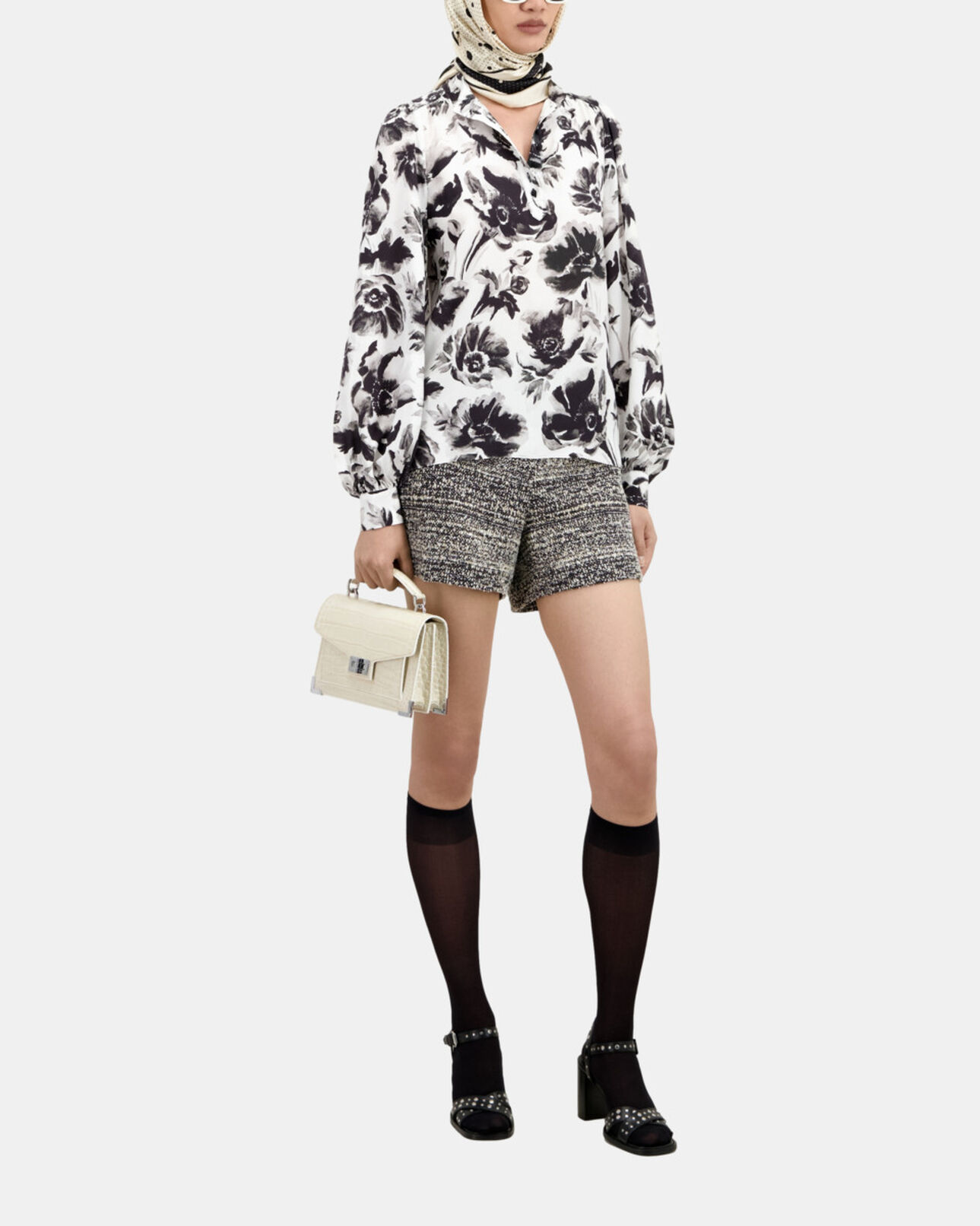 The Kooples WOMEN BLACK WHITE printed top with buttoning